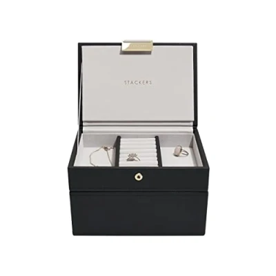 Afbeelding van Stackers Black Mini Jewellery Box Set of 2