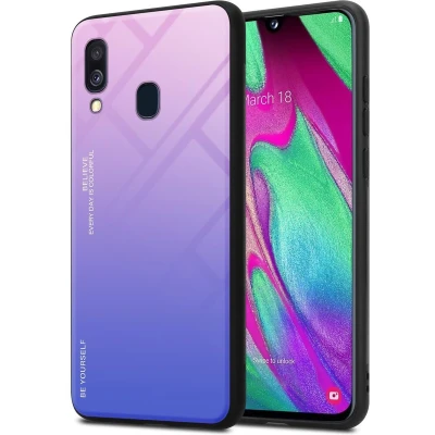 Afbeelding van Cadorabo Hoesje geschikt voor Samsung Galaxy A40 in ROZE BLAUW Tweekleurige beschermhoes TPU silicone Case Cover