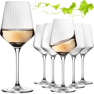 Afbeelding van Imperal Witte wijnglazen 460 ml &#039;London&#039; set 6 delige geribbelde van Crystalline glas Rieslingwijnglazen