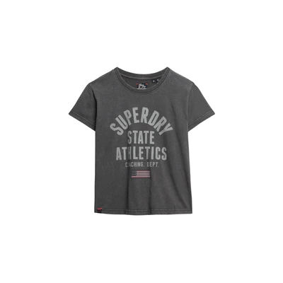 Afbeelding van Superdry Vrouwen Athletic Nauwsluitend T shirt met Grafische Print Donkergrijs Grootte: 38