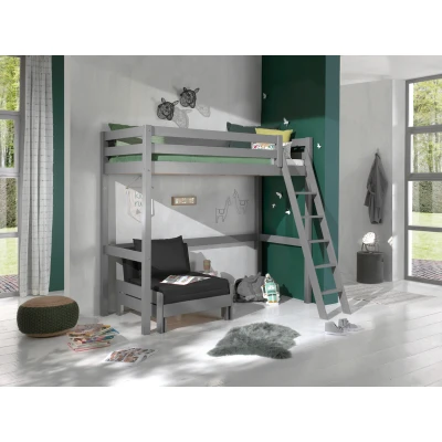 Afbeelding van Deze PINO combinatie bestaat uit een mezzanine 90x200cm grijs en zetelbed