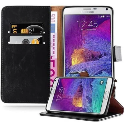 Afbeelding van Cadorabo Hoesje geschikt voor Samsung Galaxy NOTE 4 in ZWART GRAFIET Beschermhoes met magnetische sluiting, standfunctie en kaartvakje Book Case Cover Etui