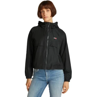 Afbeelding van Tommy Jeans Essential Windbreaker Outdoorjas, Dames, Maat: XL/XXL, Black