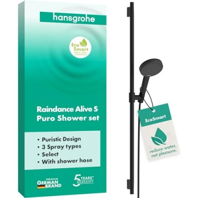 Afbeelding van hansgrohe Raindance Alive Select S doucheset 125 3jet EcoSmart met doucheglijstang Unica Puro 90 cm, 24603670