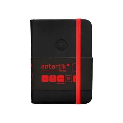 Afbeelding van Antartik Notitieboek met elastiek, vaste omslag, A7, gladde vellen, zwart en rood, 80 g, FSC