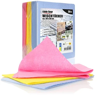 Afbeelding van COM FOUR® 30x huishoudelijke doekjes, extreem absorberende en duurzame doekjes voor alle doeleinden gemaakt van viscose, herbruikbaar (30x38 30 stuks 3 kleuren)