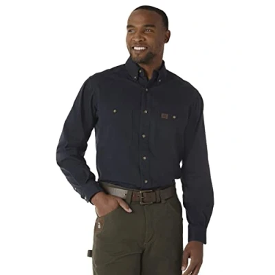 Afbeelding van Wrangler Riggs Workwear Logger Twill werkhemd met lange mouwen voor heren, Donkerblauw, M