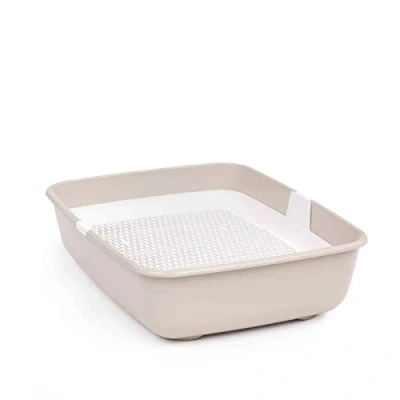 Afbeelding van Kattenbak met reinigingszeef, kattenbakvulling, schaaltoilet, kattenbak, groot, beige