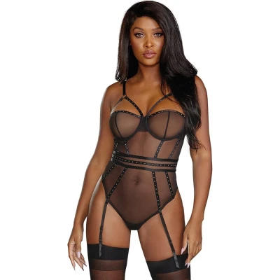 Afbeelding van Very Sheer Stretch Mesh Underwire Teddy XL