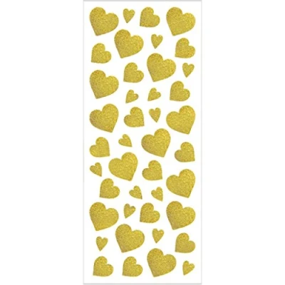 Afbeelding van Creotime Glitterstickers Hartjes Goud 10 X 24 Cm 84 delig