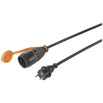 Afbeelding van Sygonix SY 5597570 Stroom Verlengkabel Zwart, Oranje 5 m H07RN F 3G 1,5 mm² Afsluitbaar, Weerbestendig