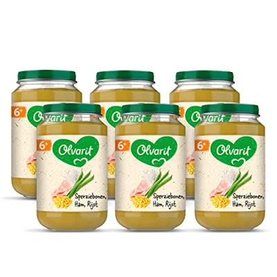 Afbeelding van Olvarit 6m+ Sperziebonen Ham Multi verpakking 6x200GR