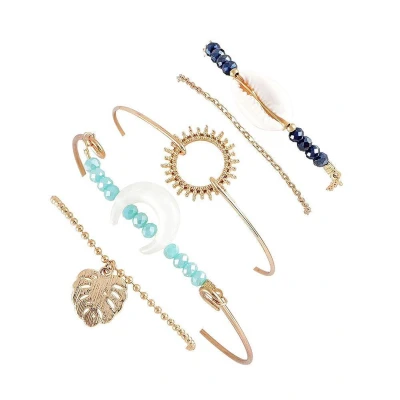 Afbeelding van Jomide Armbandenset Boho Mix Shell Goud 5 delig