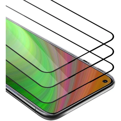 Afbeelding van Cadorabo 3x Screenprotector geschikt voor Huawei NOVA 7 SE Volledig scherm pantserfolie Beschermfolie in TRANSPARANT met ZWART Getemperd (Tempered) Display beschermend glas 9H hardheid 3D Touch