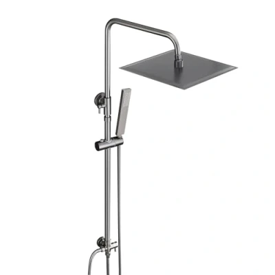 Afbeelding van Görbach Roestvrijstalen Doucheset zonder Armatuur, Regendouche Douchesysteem met Douchekop, Douchestang, Doucheslang, Hoofddouche ekig 30 x cm, Gunmetal Grijs