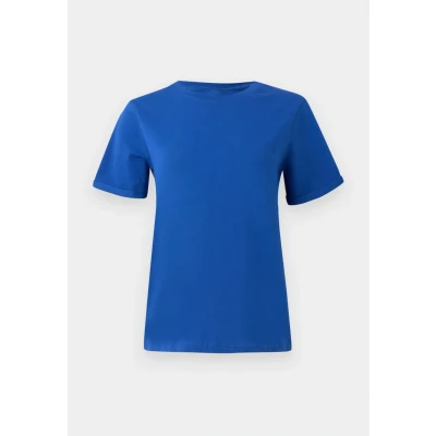 Afbeelding van Pieces Pcria FOLD UP Solid TEE Tshirt basic, Dames, Maat: Large, Mazarine blue