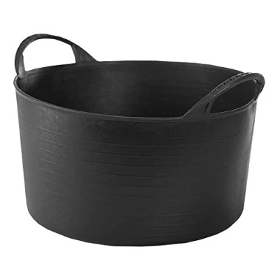 Afbeelding van RED HOG Container Emmer Mand Flexibel Flexi Multifunctioneel, voor Thuis, Stal, Tuin, Garage, Dieren, Bouw, Opslag, Dragen, Wassen, Voeren, Hefvermogen tot 120 kg, 14 L Zwart