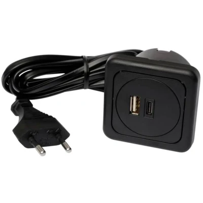 Afbeelding van interBär 9016 014.81 3 voudig USB laadbus Set van 1 stuk Met USB, C IP20 Zwart