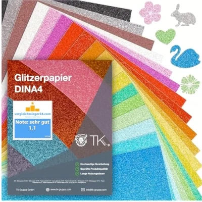 Afbeelding van 50 x vellen glitterpapier om te knutselen, 300 g/m², knutselen en vormgeven