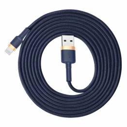 Afbeelding van Baseus Cafule stevig geweven Lightning kabel 2m Blauw/Goud