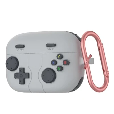Afbeelding van GIOPUEY beschermhoes compatibel met Sony LinkBuds S, schattige grappige cartoon TPU siliconen haak sleutelhanger hoes voor jongens meisjes heren dames grijs