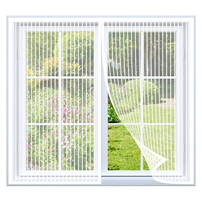 Afbeelding van Magnetische vliegengaas voor ramen 175x180cm Wit insectengaas hordeur, magnetisch Vliegengordijn, insectenhor muggengaas magneet Vliegenhor raam en hordeur