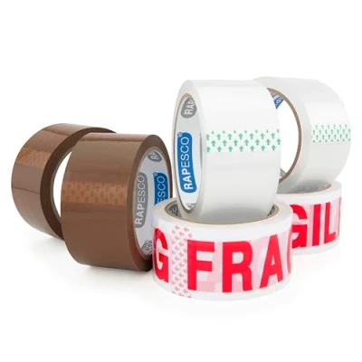 Afbeelding van Rapesco 1687 Verpakkingstape Selectie, 50 mm Breed, Verpakking van 6 Taperollen, 2 x Bruin, Transparant, “FRAGILE