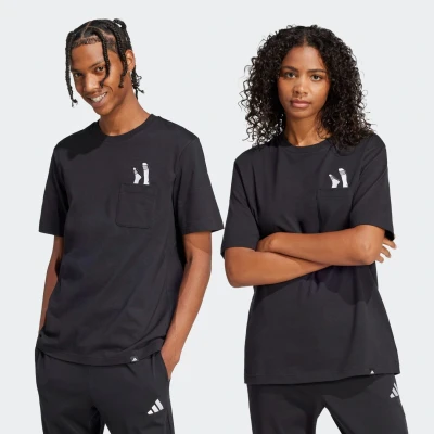 Afbeelding van adidas Heren LOUNGE SLIDES GRAPHIC POCKET T SHIRT, Black, L