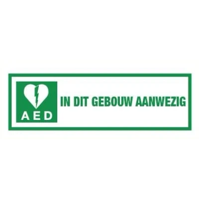 Afbeelding van AED in dit gebouw aanwezig sticker