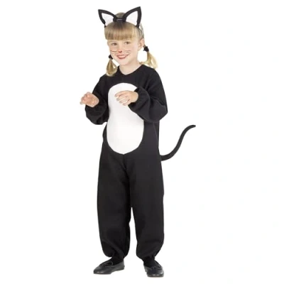 Afbeelding van Widmann Poes &amp; Kat Kostuum Zwarte Op Muizenjacht Kind Zwart / Wit Maat 104 Carnavalskleding Verkleedkleding