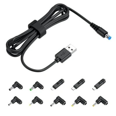 Afbeelding van NEUE DAWN USB Kabel met 10 stekkers, 2M Oplaadkabel Laadkabel AC Cable naar DC Adapter compatibel Samsung Galaxy, Kindle, Tablet, Router, CCTV, Power Bank, TV Box, JBL Charge Flip, Raspberry pi