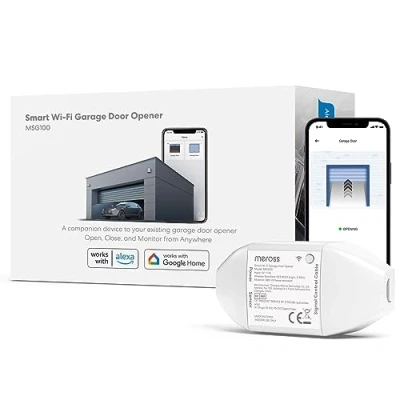 Afbeelding van Meross Garagedeuropener, wifi, intelligente deurafstandsbediening, compatibel met Alexa, Google Home en SmartThings, afstandsbediening, spraakbesturing tijdfunctie
