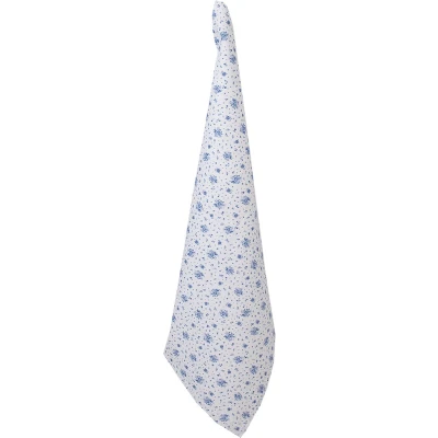 Afbeelding van Clayre &amp; Eef Theedoek 50x70 cm Wit Blauw Katoen Rechthoek Roosjes Keukenhanddoek