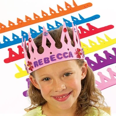 Afbeelding van Baker Ross Kroon om te knutselen kleurrijke kinderkronen van schuimstof in 2 ontwerpen als verjaardagskroon &amp; voor carnaval (8 stuks)