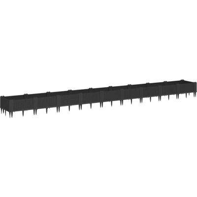 Afbeelding van Plantenbak met pinnen 362,5x42,5x28,5 cm polypropeen zwart