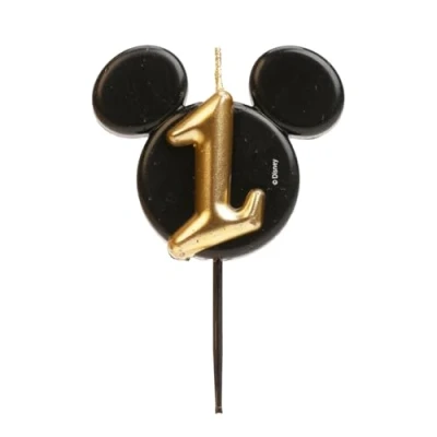 Afbeelding van dekora Mickey Mouse Verjaardagskaars Disney Kaarsen Geurloze Paraffine Was Verjaardagsdecoratie met Zwarte en Gouden Oren Grootte 8,5 cm Nummer 1