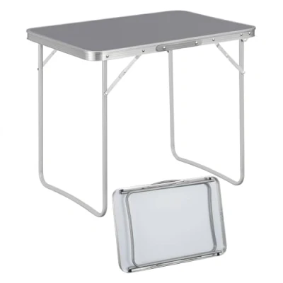 Afbeelding van WOLTU CPT8135gr Campingtafel, klaptafel, reistafel met handgreep, 70 x 50 60 cm (l b h), inklapbaar, tuintafel van aluminium en MDF voor picknick, strand, in de natuur, grijs