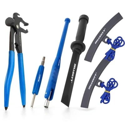 Afbeelding van Evenwichtstang, plakgewichten, schraper, bandenmontage, accessoires, gereedschapsset, verwijderaar, ventieltrekker, velgenbeschermer, velgenbescherming