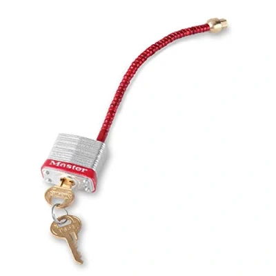 Afbeelding van Master Lock MLKS7C5RED Lockout hangslot met flexibele gevlochten stalen kabelbeugel