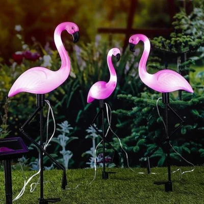 Afbeelding van HI Grondpinnen 3 st solar LED flamingo