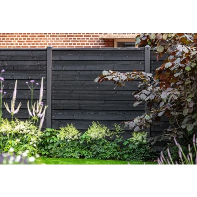 Afbeelding van Zweeds rabat Eco Noord Europees vuren zwart gespoten 1,1/2,2x19,5x420 cm I Tuindeco