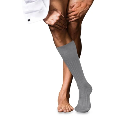 Afbeelding van FALKE Heren Kniekousen No. 13 M KH Katoen Lang eenkleurig 1 Paar, Grijs (Mid Grey Melange 3530), 39 40