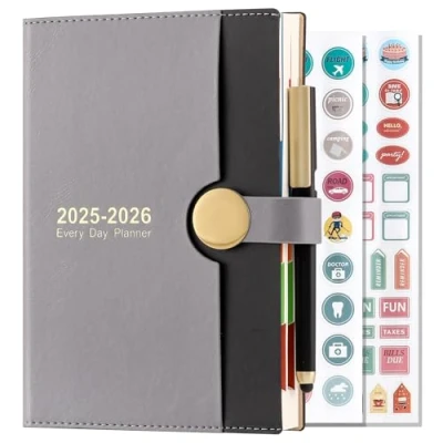 Afbeelding van Academisch dagboek 2025 2026 A5 pagina per dag, van augustus tot 2026, 13 maanden dagelijkse planner, hardcover met pen (zwart)