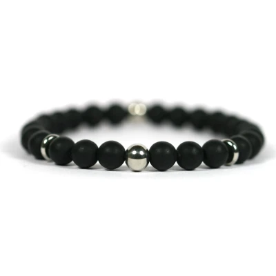 Afbeelding van IbizaMen matte onyx edelstaal RVS 8mm 19cm