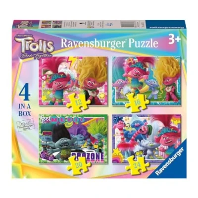 Afbeelding van Ravensburger puzzel Trolls 3, verzamelpuzzel 4 in een doos, 10, 12, 14, 16 stukjes, voor kinderen, aanbevolen leeftijd 3 jaar