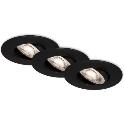 Afbeelding van Briloner Leuchten NAVA Move Inbouwspots 3 stuks Draaibaar 5W Ø90mm Zwart