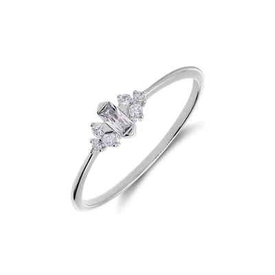 Afbeelding van Lucardi Dames Zilveren Ring baguette 925 Zilver Zilverkleurig 16.50 / 52 mm