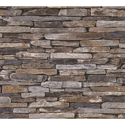 Afbeelding van A.S. Création 9142 17 Steen Behang Elements Vliesbehang, bruin, lichtbruin, beige, 10,05m x 0,53m