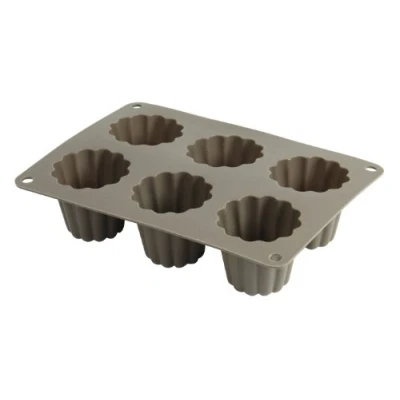 Afbeelding van Crealys 513013 bakvorm voor 6 kaneel, siliconen, 20 x 15 5 cm, grijs