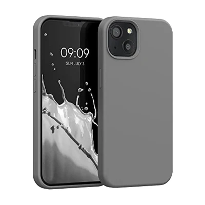 Afbeelding van kwmobile telefoonhoesje geschikt voor Apple iPhone 13 Hoesje met siliconen coating Smartphone case in steengrijs